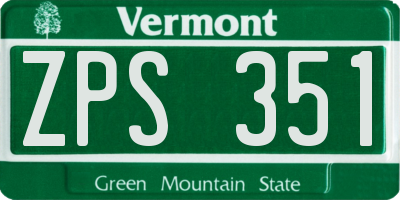 VT license plate ZPS351