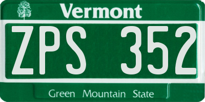 VT license plate ZPS352