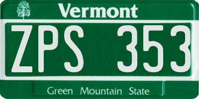 VT license plate ZPS353