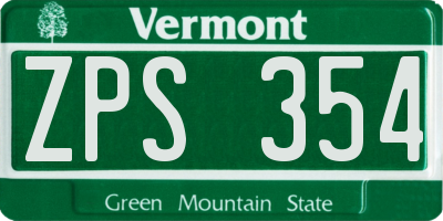 VT license plate ZPS354