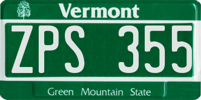 VT license plate ZPS355