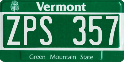 VT license plate ZPS357