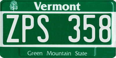 VT license plate ZPS358