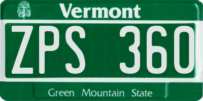 VT license plate ZPS360