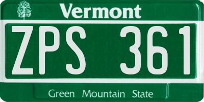 VT license plate ZPS361