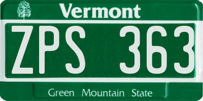 VT license plate ZPS363