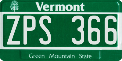 VT license plate ZPS366