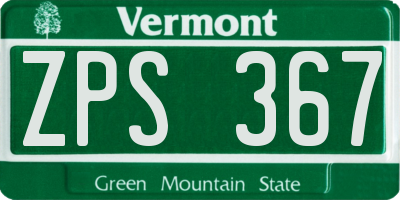 VT license plate ZPS367