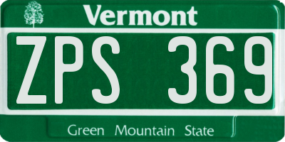 VT license plate ZPS369