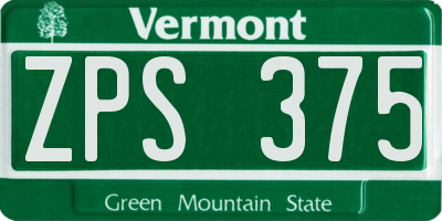 VT license plate ZPS375