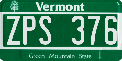VT license plate ZPS376