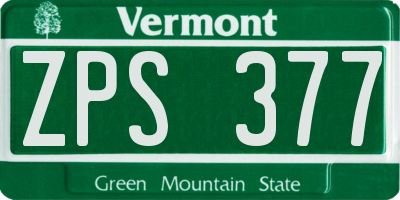 VT license plate ZPS377