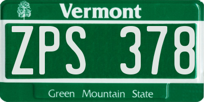 VT license plate ZPS378
