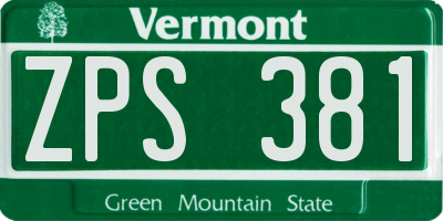 VT license plate ZPS381