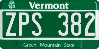 VT license plate ZPS382