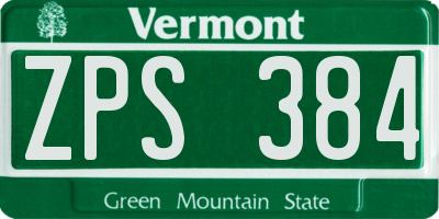 VT license plate ZPS384