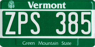 VT license plate ZPS385