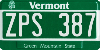 VT license plate ZPS387