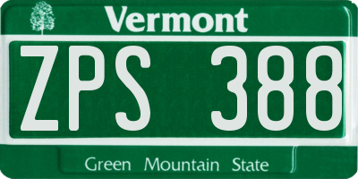 VT license plate ZPS388