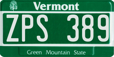 VT license plate ZPS389