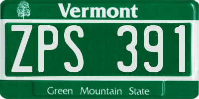 VT license plate ZPS391