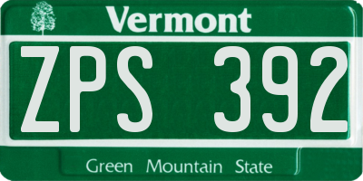 VT license plate ZPS392