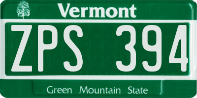 VT license plate ZPS394
