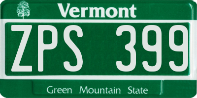 VT license plate ZPS399
