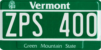 VT license plate ZPS400