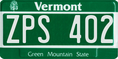 VT license plate ZPS402