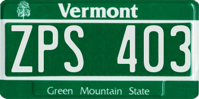 VT license plate ZPS403