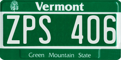 VT license plate ZPS406
