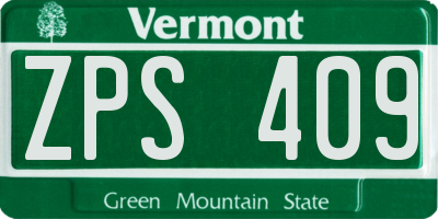 VT license plate ZPS409