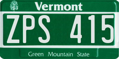 VT license plate ZPS415