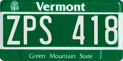 VT license plate ZPS418