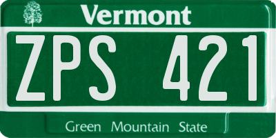 VT license plate ZPS421