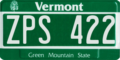 VT license plate ZPS422