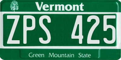 VT license plate ZPS425