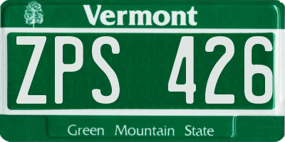 VT license plate ZPS426