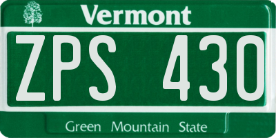 VT license plate ZPS430