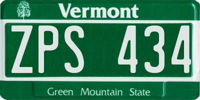 VT license plate ZPS434