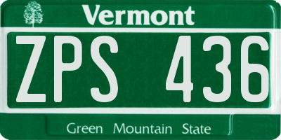 VT license plate ZPS436