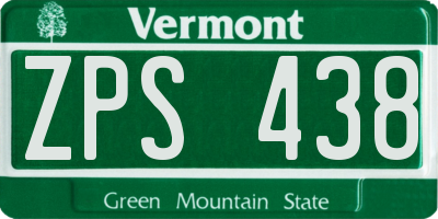 VT license plate ZPS438