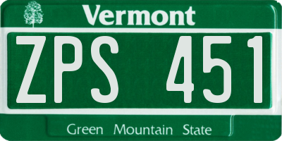 VT license plate ZPS451