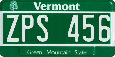 VT license plate ZPS456