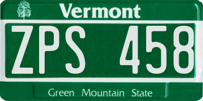 VT license plate ZPS458