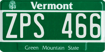 VT license plate ZPS466