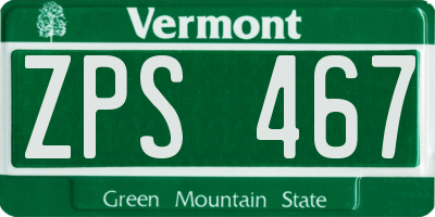 VT license plate ZPS467