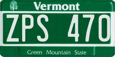 VT license plate ZPS470