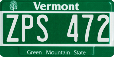 VT license plate ZPS472
